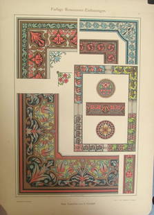 Colored Renaissance Bezels: Colored Renaissance Bezels Titled in German. Beautiful colors. Print Type: Chromolithograph Date: 19th Century Publisher: Jul Hoffman Dimensions