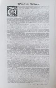 Tribute to President Woodrow Wilson