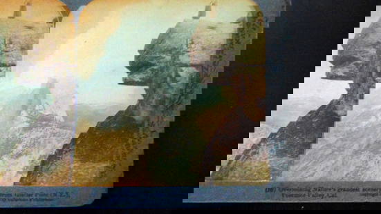 Glacier Point (NE) Yellowstone Valley California: Overlooking Nature's Grandest Scenery - Glacier Point (NE) Yellowstone Valley California Photographer: Underwood Dated: 1902 Medium: Stereoview Condition Report Toning. Fair