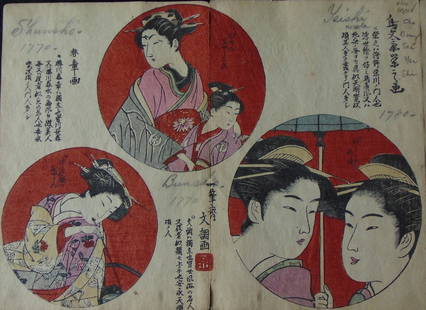 Japanese Woodblock Print: Japanese Woodblock Print  Shunsho Katsukawa, Yeishi (1756-1822), also known as Hosoda Eishi and Yasui Kuniyoshi Print Type: Japanese Woodblock Print Origin: Japan Dimensions: 7 1/2