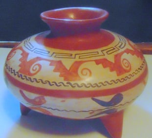 Native American Pueblo Signed Tripod Bowl