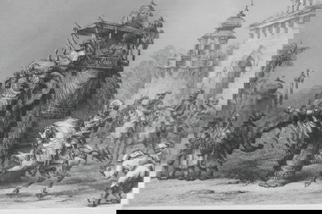 Nana Sahib With Hts Escort: The Nana Sahib With Hts Escort Leaving Lucknow to Meet the Rebel Force Advancing From Malwa. Rare Print Type: Engraving Date: Circa 1860 Publisher: London Printing & Publishing Co. Dimensions: 11