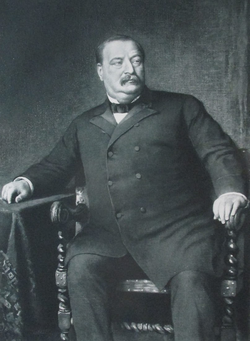 Portrait Grover Cleveland - Eastman Johnson: President Grover Cleveland Large Folio. Plate 14 1/2 x 9 1/2" - Print 19 1/2 x 15 1/2". Artist: Jonathan Eastman Johnson Print Type: Gravure with Pla