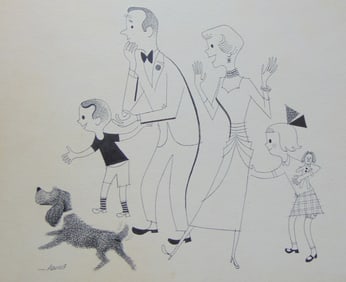 Albert Aquino (American) Happy Family and Dog