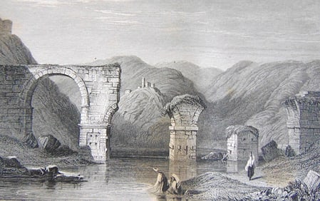 Early Engraving of Bridge of Augustus Narni Italy