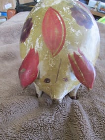 Folk Art Ceramic Pig Piggy Bank