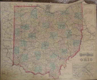 Gray's Hand Colored Map of Ohio
