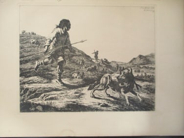 Sheep Herder with Dog - Etching Boland/Bartsch