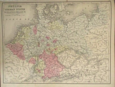 Map of Prussia, France, German States Plus