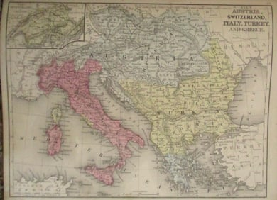 Map of Austria,Asia Turkey Switzerland Plus