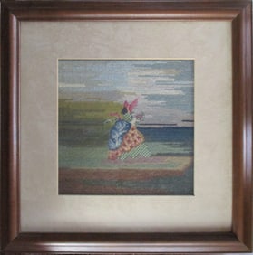 Black Lady In Hoop Skirt & Bonnet - Needlepoint