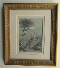 Castle On Mountain - Graphite Mixed Media