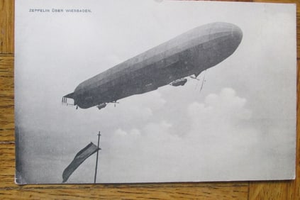 Zeppelin Uber Wiesbaden Postcard