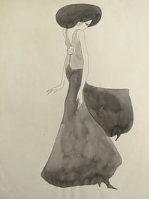 Art Nouveau Lady - Gray Wash