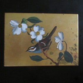 Bird and Flowers - Japanese Painting on Board