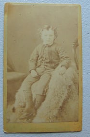 Rare CDV of Boy in Uniform on Fur Blanket