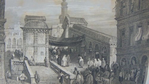 Early Engraving of The Rialto Italy