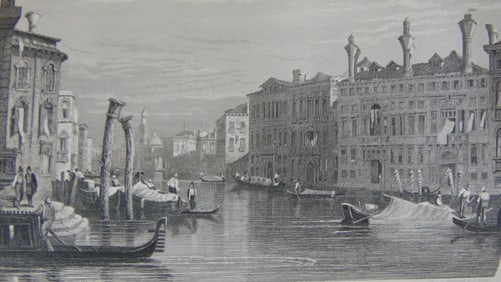 Early Engraving of Lord Byron's Palace Italy