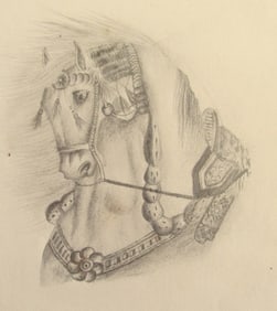 Graphite of Finely Mounted Horse