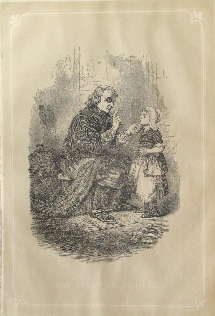 The First Falsehood: The First Falsehood Print Type: Engraving Date: c1859 Dimensions: 9 x 6 Condition Report: Good plus. Subject References: 15