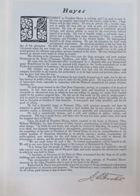 Tribute to President Rutherford B. Hayes