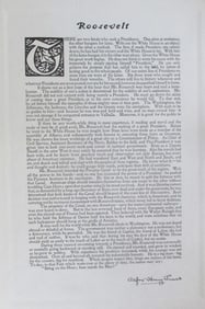 Tribute to President Theodore Roosevelt