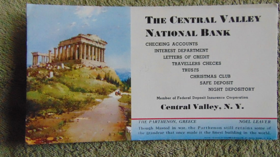 Noel Leaver Blotters - Lot of 5: Noel Leaver Blotters - Lot of 5 Monte Carlo, Monaco - Golden Minarets of Karaman - A Market in Old Holland - Logging in Canada - The Parthenon, Greece Type: Ink Blotte