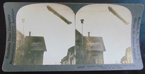 Zepplin Flying Over a German Town