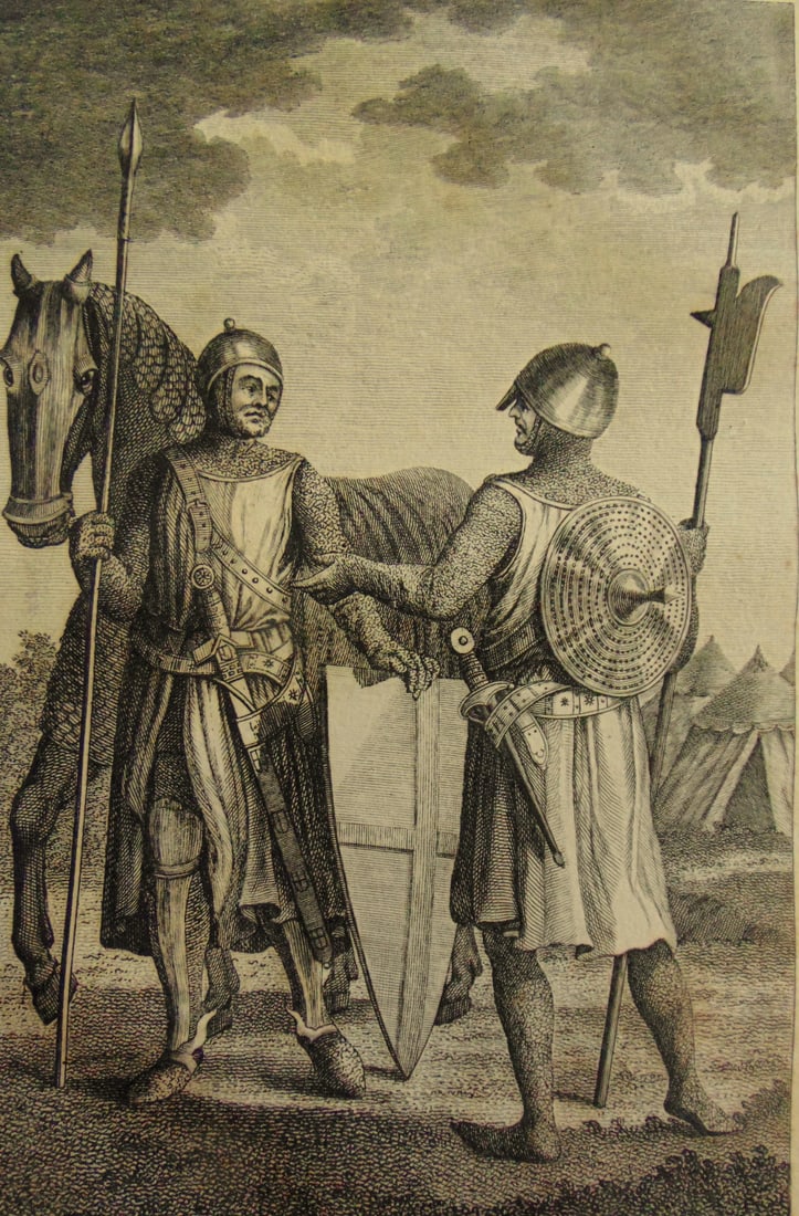 Norman Soldiers: .Norman Soldiers Wonderful impression and detail. Rare Artist: N.C Goodnight Print Type: Copper Engraving Date: 18th century Origin: <