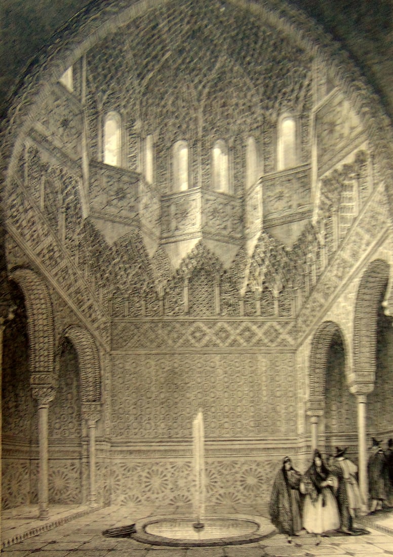 Hall of the Abencerrages - Spain: Hall of the Abencerrages - Spain Nicely done with wonderful detail. A rare look at Spain in the first part of the 19th century.. Artist: David Roberts Date: 1834 Publisher: Lloyd