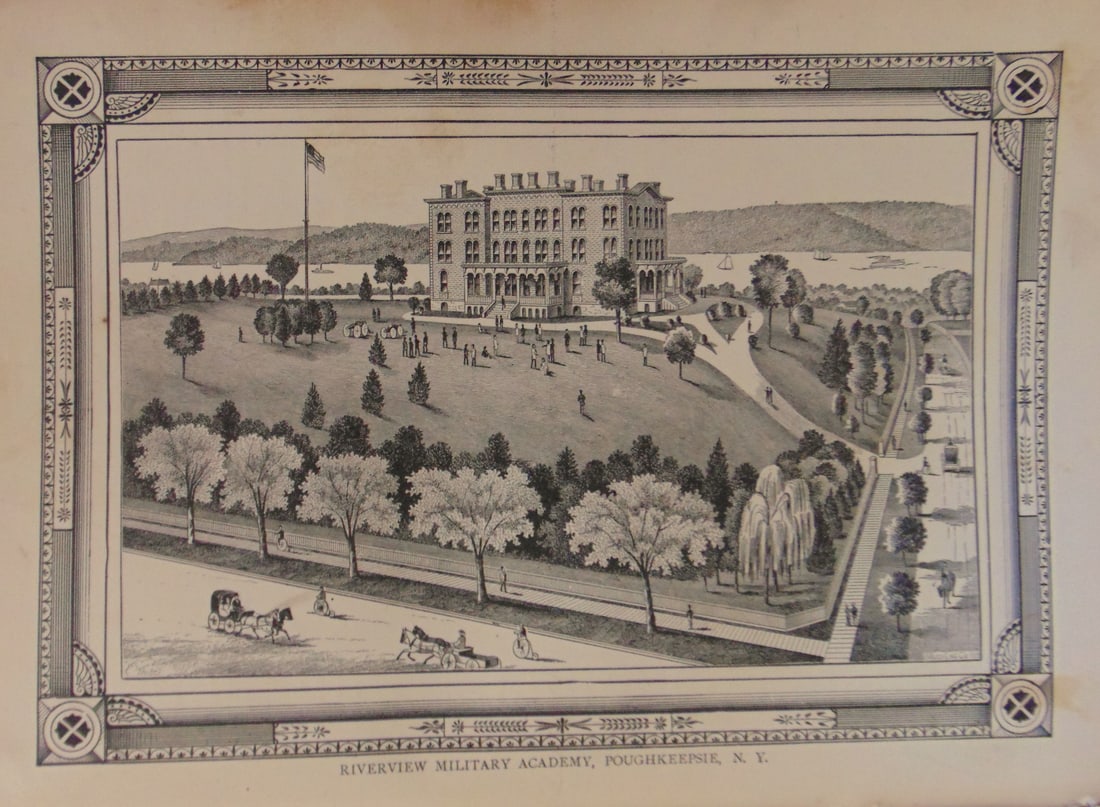 Riverview Military Academy - Poughkeepsie, NY: Riverview Military Academy, Poughkeepsie Duchess Co NY Rare. Print Type: Americana Date: Circa 1880 Dimensions: 8 x 11" Subject: Duche