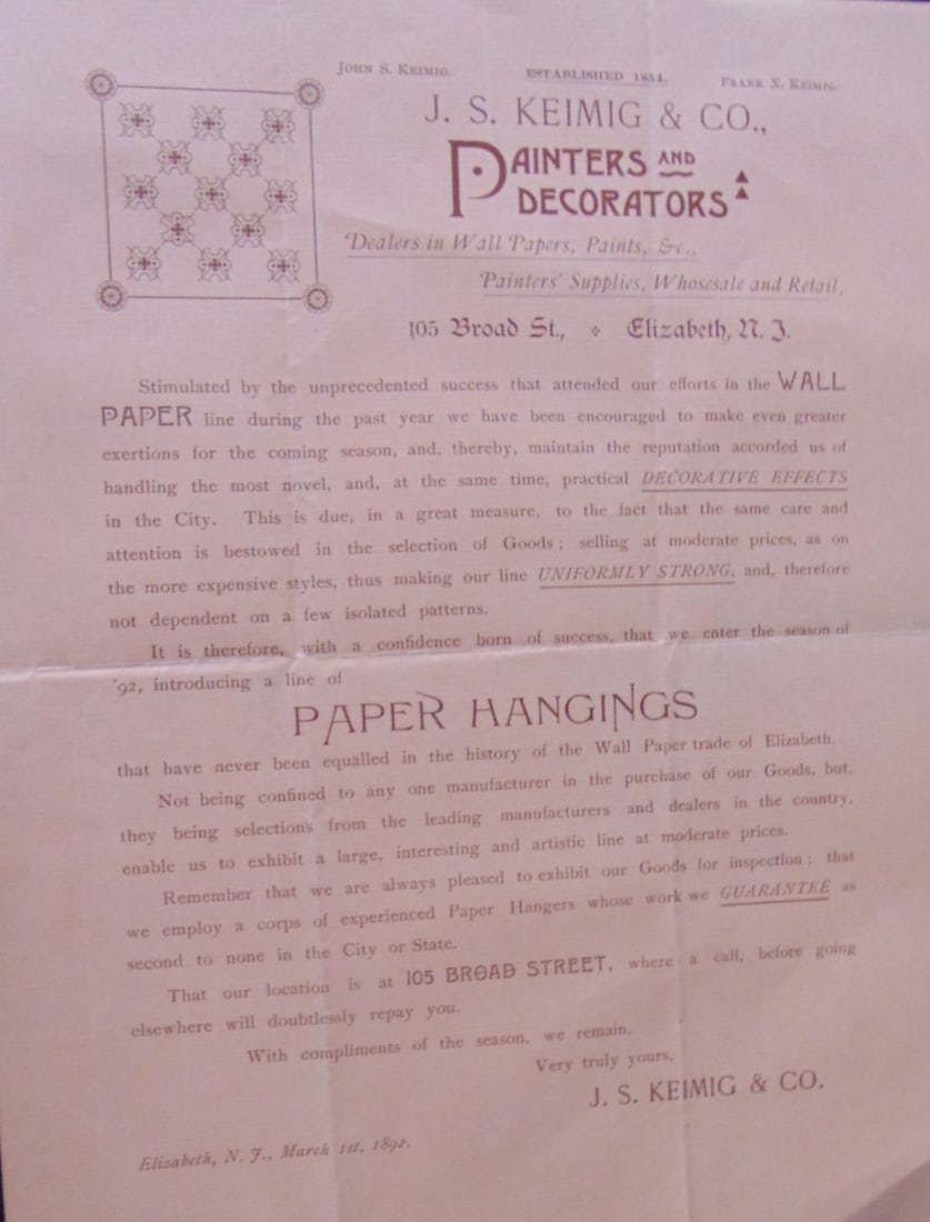 Paper Hangings (Wallpaper) Broadside 1892 (1 of 3)