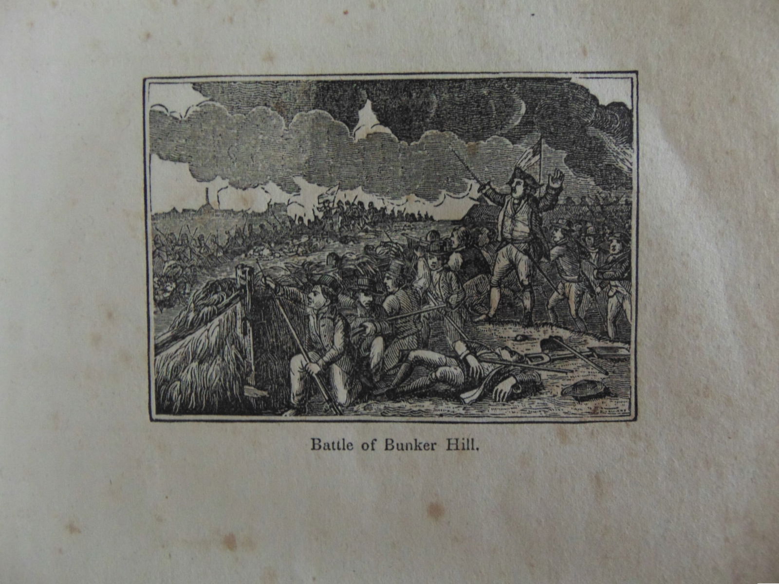Early Wood Engraving - Battle of Bunker Hill: Early Wood Engraving -Battle of Bunker Hill Print Type: Wood Engraving Date: 1st half 19th century Dimensions: 5 x 4" Condition Report: Toning and minor foxing as expected. Ve