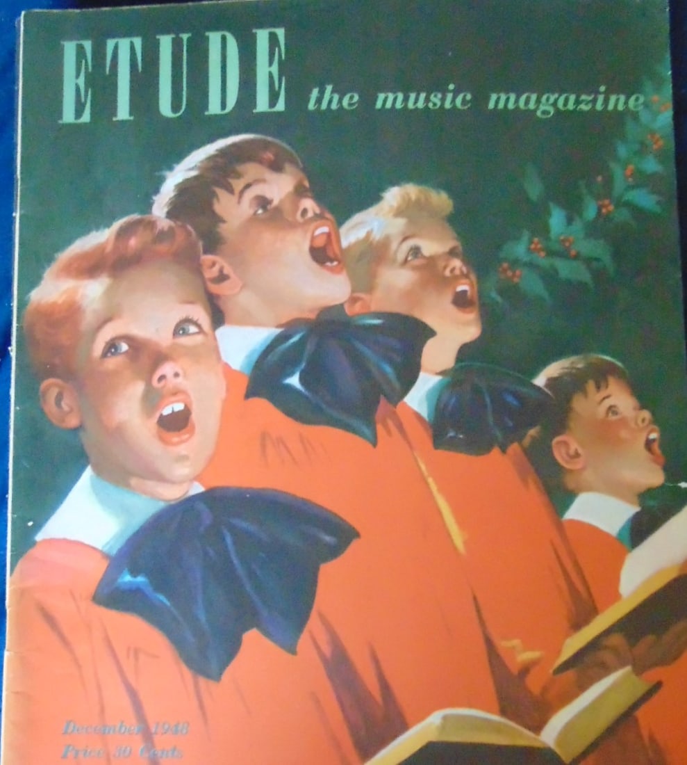 Etude Christmas Issue Maruice M Bower Illustrator: Etude Magazine Christmas Issue December 1948 (American- 1889-1980) Maurice Lincoln Bower was born in Ohio and like most youngsters who become artists, began to draw at a very young age. His family mov
