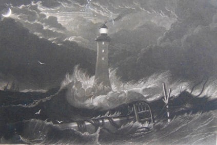 Founded On A Rock - Lighthouse - Sartin Mezzotint