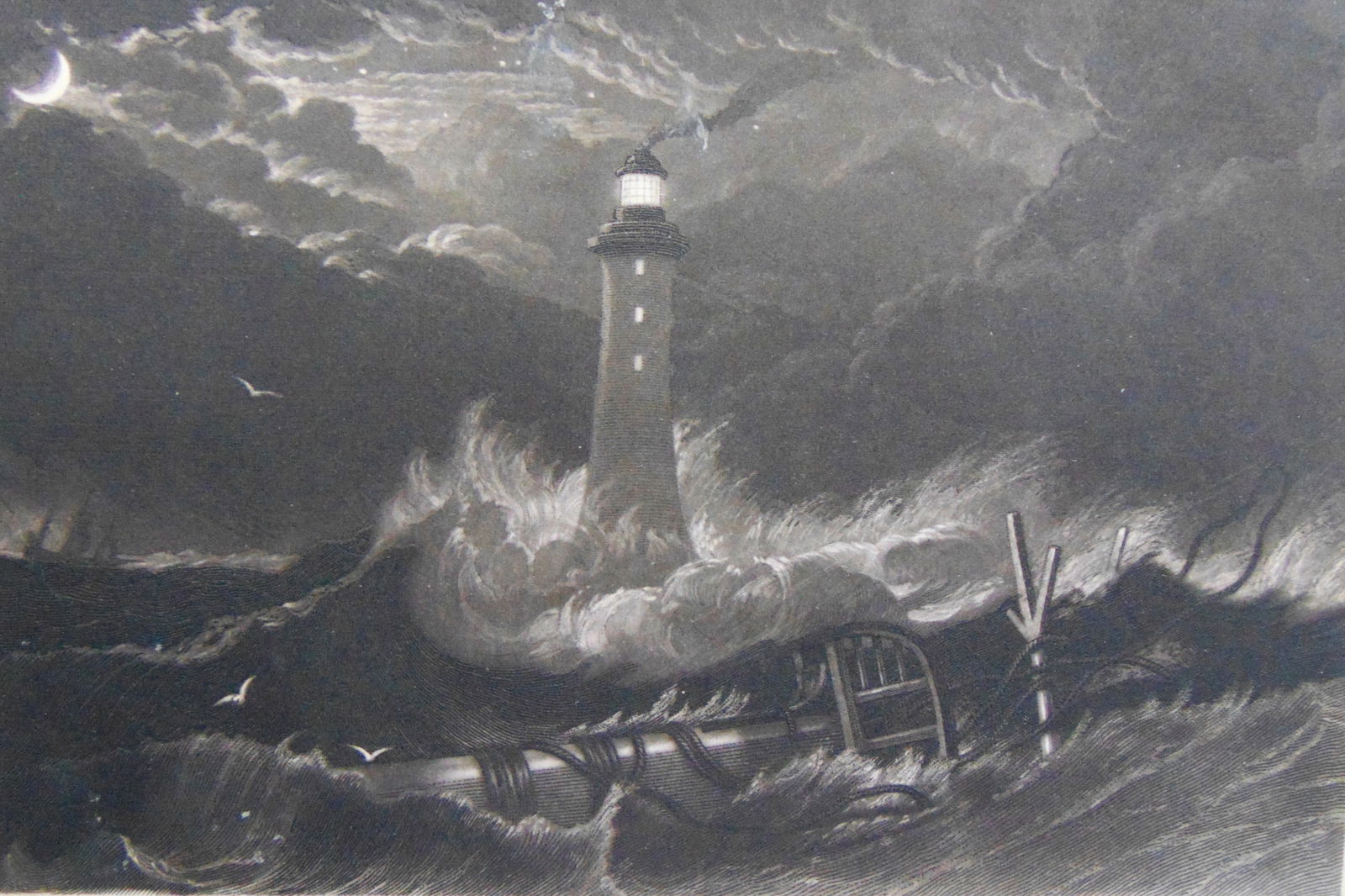 Founded On A Rock - Lighthouse - Sartin Mezzotint (1 of 3)