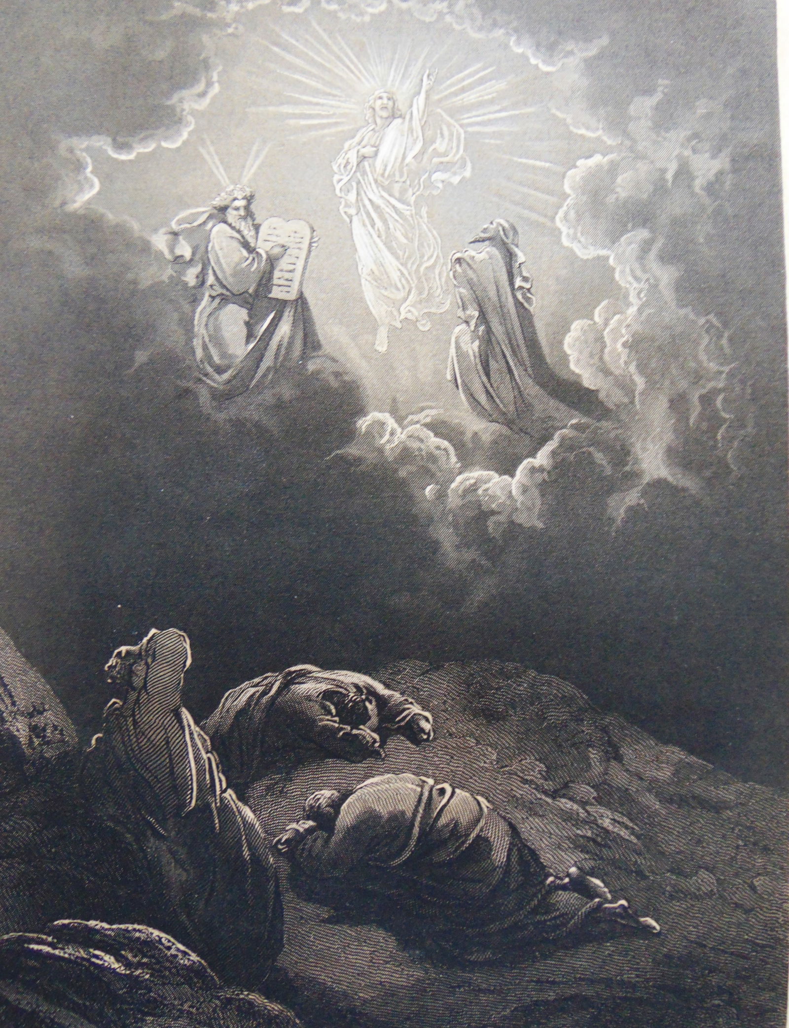 The Voice Out of the Clouds - Gustave Dore: The Voice Out of the Clouds - Mezzotint engraving The clouds accompany the revelation of God in Jesus Christ. As God on Sinai was glorified and concealed in the clouds, so was Jesus on the mountain o