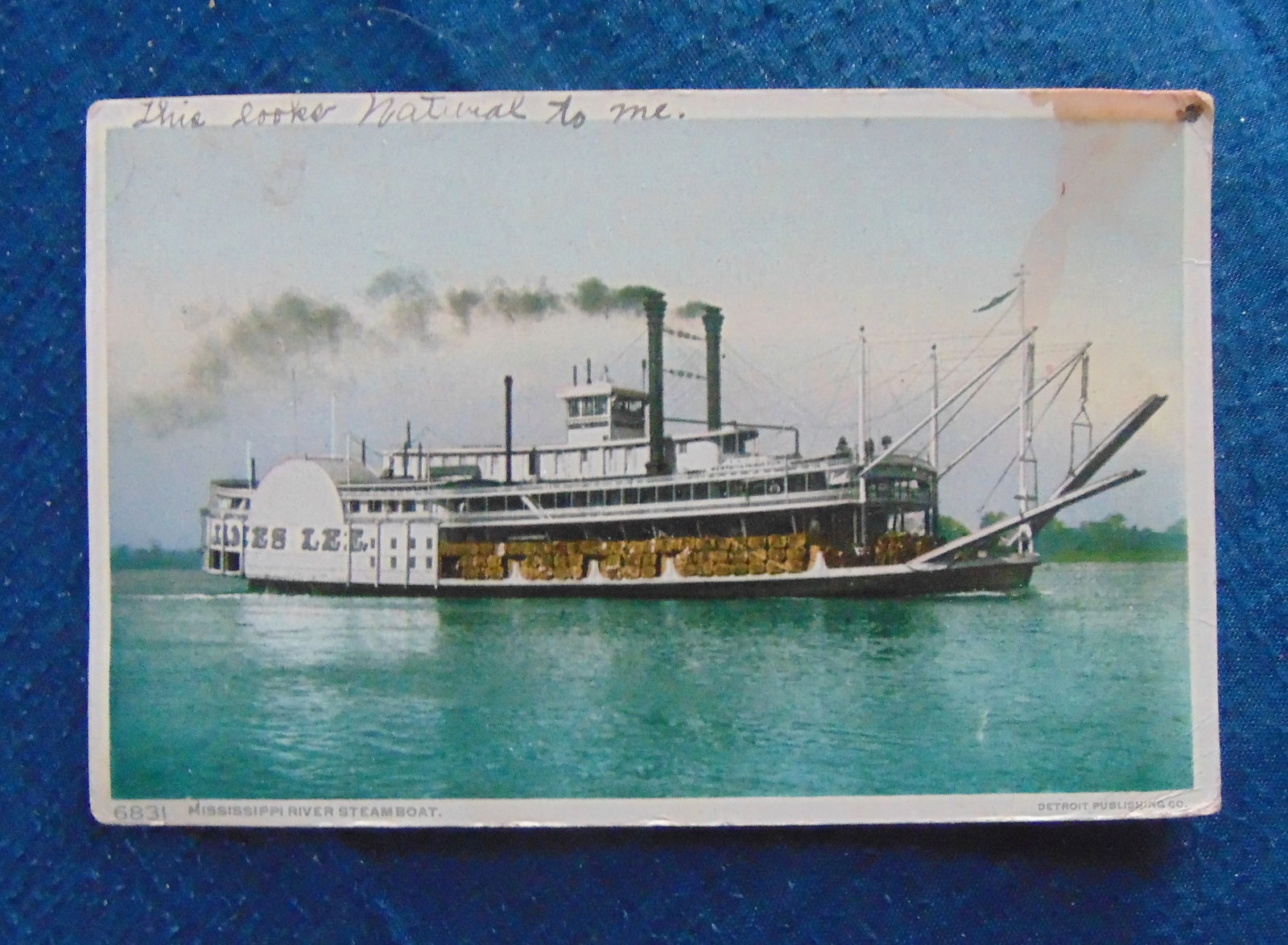 Rare Robert E Lee Steamboat Postcard 1910: Rare Robert E Lee Steamboat Postcard This card postmarked July 7, 1910 from Crystal Springs, Mississippi. The cards showing this boat at dock are common. However cards showing the Robert E Lee traveli