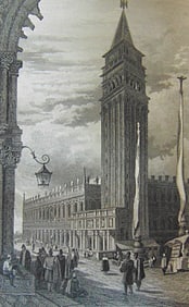 Early Engraving of The Capanile Italy