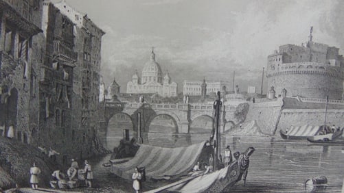 Early Engraving of The Castle of St. Angelo Rome