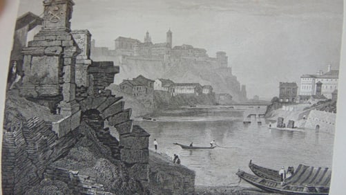 Early Engraving of Mount Aventine Italy
