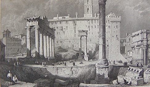 Early Engraving of the Forum Italy