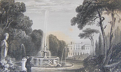 Early Engraving of the Borghese Palace - Italy
