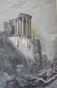 Early Engraving of Sibyl's Temple Tivoli Italy
