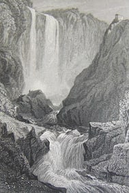 Early Engraving of Falls of Terni Italy