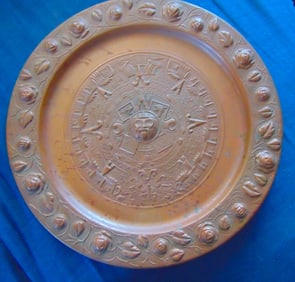 Mayan Aztec Calendar Copper Charger