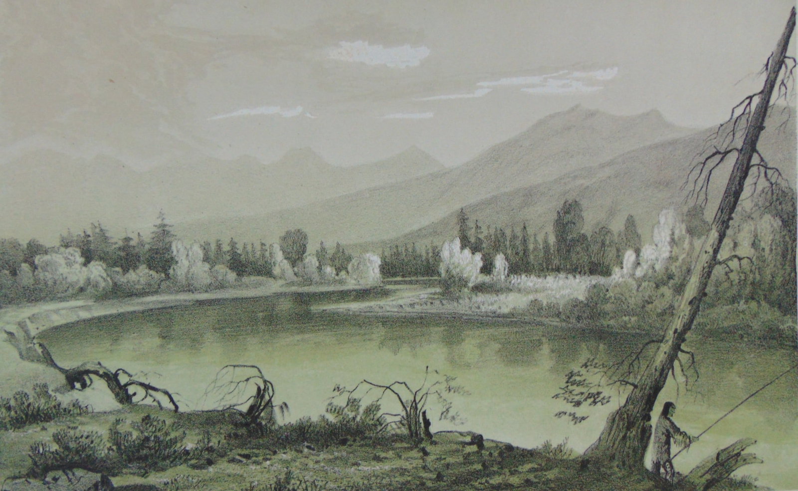 Bitter Root River Near Fort Owen: Bitter Root River Near Fort Owen - US Pacific Railroad Expedition Plate LXVI, taken from the 12th volume, Part I, of the Report of the United States Pacific Railroad Expedition and Surveys (USPRR) - 4