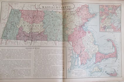 Map of Massachusetts & Boston 1889
