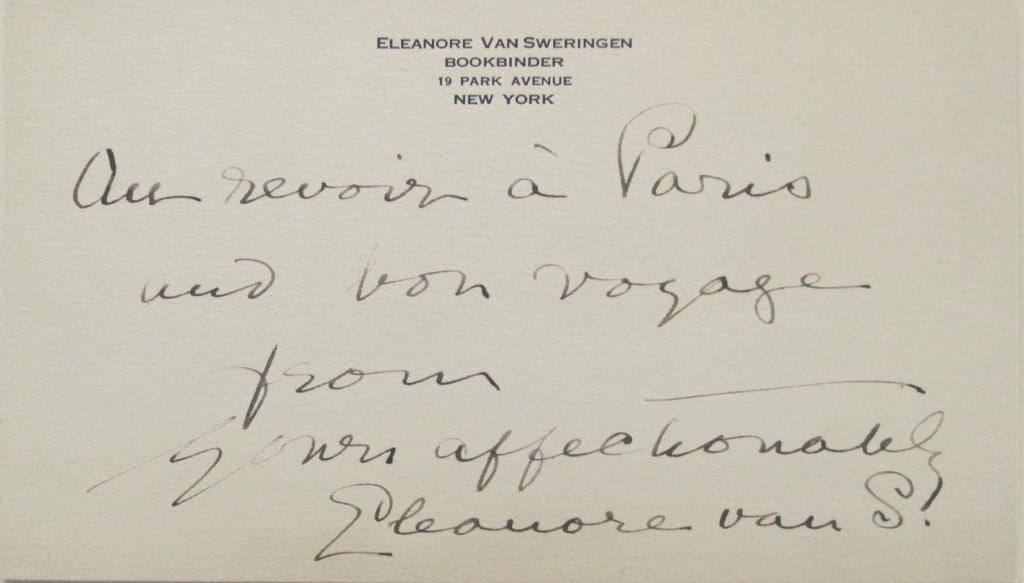 Eleanor Van Sweringen Hand Written Card plus Book: Eleanor VAn Sweringen Hand Written Card plus book The Lure of French Chateaux "Au Revoir a Paris and Bon Voyage from yours affection ally ~ Elanore Van S!"PlusThe Lure o