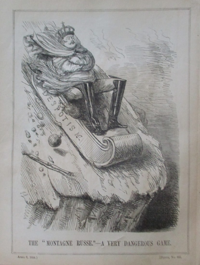 The Montagne Russe - Punch Engraving: The Montagne Russe - A Very Dangerous Game Print Type: Engraving Date: April 8, 1854 Publisher: Punch or the London Charivari Origin: British